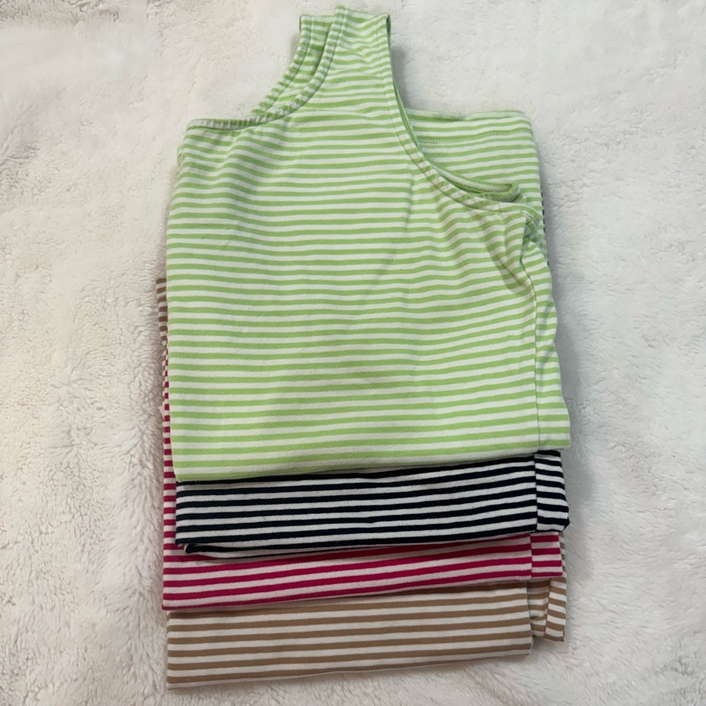 Set of 4 Talbots Reversible Tanks Medium pink, lime, khaki, & navy Scoop/Vneck